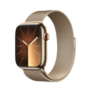 Apple Watch Series 9 GPS+Cellular with Gold Milanese Loop - M/L (45mm Display, Gold Stainless Steel Case)