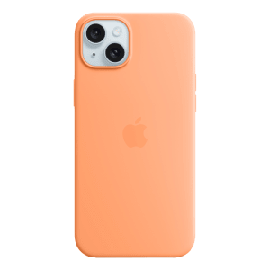 Apple Soft Silicone Back Cover for Apple iPhone 15 Plus (MagSafe Charging Support, Orange Sorbet)