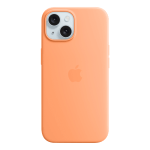 Apple Soft Silicone Back Cover for Apple iPhone 15 (MagSafe Charging Support, Orange Sorbet)