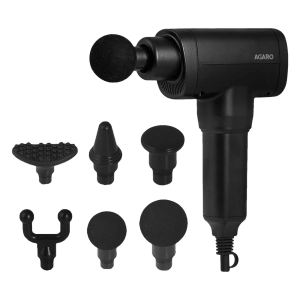 AGARO Impact Electric Gun Body Massager (6 Interchangeable Massage Heads, 33659, Black)