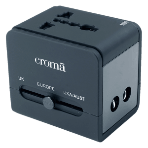 Croma 4 Plugs Universal Travel Adapter (with Dual USB Port, CREP0144, Black)