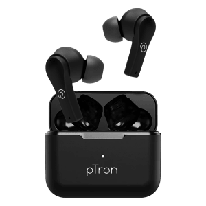 pTron Basspods Buds Plus TWS Earbuds with Environmental Noise Cancellation (IPX4 Water Resistant, 13mm Dynamic Drivers, Black)