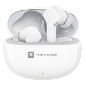 realme Techlife RMA2109 Earbuds with AI Environment Noise Cancellation (IPX5 Water Resistant, Google Fast Pair, White)