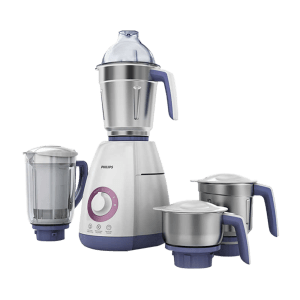 PHILIPS Viva Collection 750 Watt 4 Jars Mixer Grinder (19500 RPM, Auto Cut Off Protection, White/Blue)