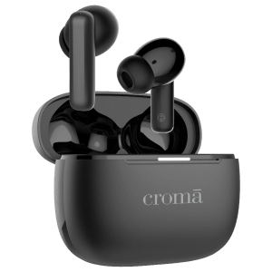 Croma TWS Earbuds with Active Noise Cancellation (IPX5 Water Resistant, Fast Charging, Black)