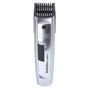 BaByliss E827E Rechargeable Corded & Cordless Wet & Dry Trimmer for Beard & Moustache with 20 Length Settings for Men (60mins Runtime, Grooved Wheel Settings, Silver)