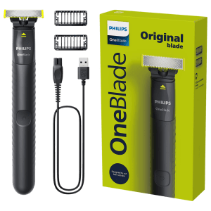 PHILIPS OneBlade Rechargeable Cordless Wet & Dry Trimmer for Beard & Moustache with 3 Length Settings for Men (30min Runtime, IPX7 Waterproof, Charcoal Gray)