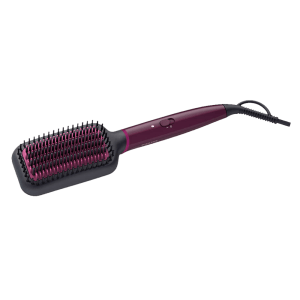 PHILIPS 5000 Hair Straightening Brush with Thermo Protect Technology (Ceramic Bristles, Dark Wine)