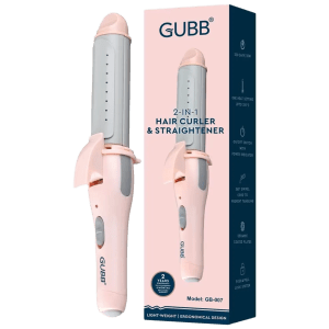 GUBB GB-007 2-in-1 Hair Styler with Ceramic Coating Technology (Cool Touch Tip, Pink)