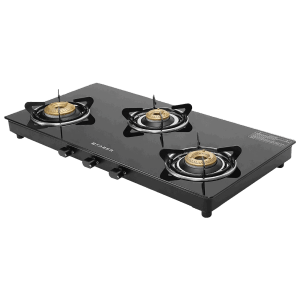 FABER Spark 3 Burner Manual Gas Stove (Knob Controlled, Black)