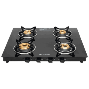 FABER Spark 4 Burner Manual Gas Stove (Knob Control, Black)