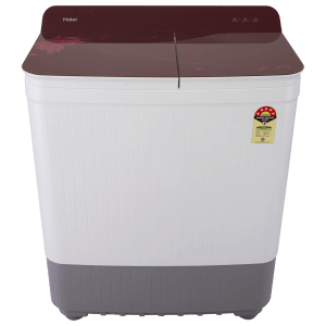 Haier 8 kg 5 Star Semi Automatic Washing Machine with Anti Bacterial Vortex Pulsator (178, HTW80-178, Burgundy with Flower)