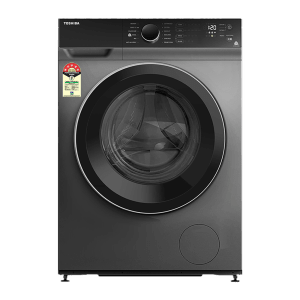 TOSHIBA 8 kg 5 Star Inverter Fully Automatic Front Load Washing Machine (TW-BJ90M4-IND(SK), Cyclone Mix Feature, Silver)