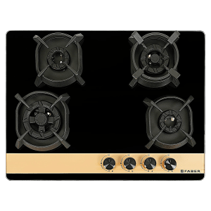 FABER Utopia Pro HT 704 BR CI Toughened Glass Top 4 Burner Automatic Hob (Flame Failure Device, Black)