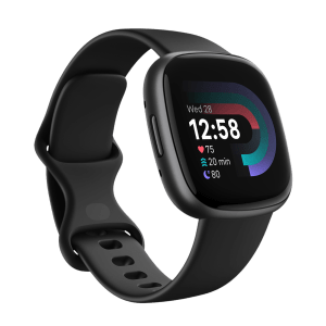 fitbit Versa 4 Smartwatch with Sleep Tools (1.58 Inch Always-On AMOLED Display, 50 Meter Water Resistant, Black Strap)