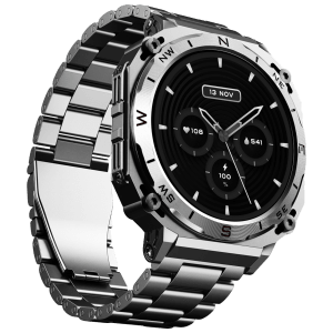 boAt Enigma X500 Smartwatch with Bluetooth Calling (42mm, AMOLED Display, IP68 Water Resistant, Classic Silver Strap)