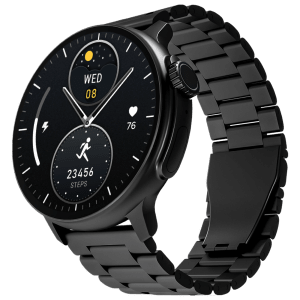 boAt Lunar Tigon Smartwatch with Bluetooth Calling (36.8mm AMOLED Display, IP67 Sweat Resistant, Steel Black Strap)