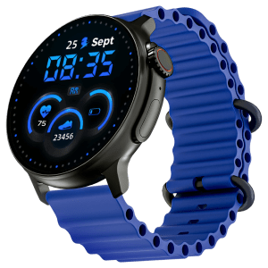 boAt Lunar Tigon Smartwatch with Bluetooth Calling (36.8mm AMOLED Display, IP67 Sweat Resistant, Deep Blue Strap)