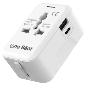 One Beat Travel Adapter (Universal Compatibility, OB-201000-C, White)