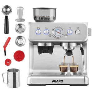 AGARO Supreme 1450 Watt 30 Cups Automatic Espresso Coffee Maker with Intelligent Temperature Control (Silver)