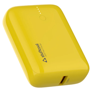 stuffcool Palm Smallest 10000 mAh 22.5W Fast Charging Power Bank (1 Type A and 1 Type C Ports, LED Indicator, Yellow)