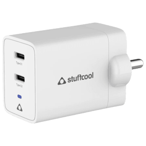 stuffcool Neo 67W Type C 2-Port Fast Charger (Adapter Only, Auto Detect IC, White)