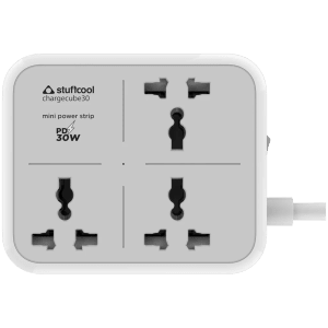 stuffcool ChargeCube30 1500 Amps Power Strip (Universal Plug Points, White)