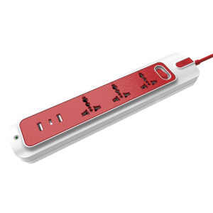 GM Lemoid 10 Amps 3 Sockets Surge Protector (Thermal Trip Technology, 3290, Red/White)