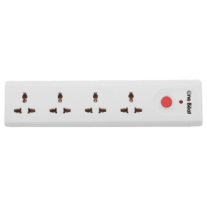 One Beat Spark 4 10 Amps 4 Sockets Extension Board (2 Meters, Resettable Circuit Breaker, OB-20402, White)