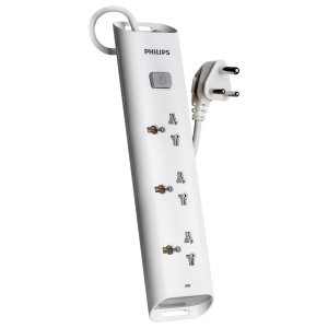 PHILIPS 10 Amps 3 Sockets Power Multiplier (1.2 Meters, Child Safety Shutter, CHP2432W/94, White)