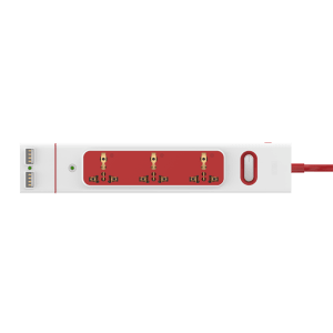 GM Lemoid 10 Amps 3 Sockets Surge Protector (2 Meters, 3258, White/Red)