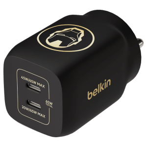 belkin Ironman 65W Type C 2-Port Fast Charger (Adapter Only, Integrated GaN Technology, Black)