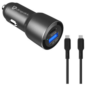 ultraprolink Mach 60 Watts 2 USB Ports Car Charging Adapter (Smart IC Technology, UM1158, Black)