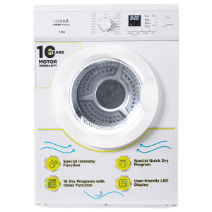 Croma 7 kg Fully Automatic Front Load Dryer (Fixed Frequency Motor, White)