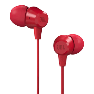 JBL JBLT50HIREDIN In-Ear Wired Earphone with Mic (Lightweight and Comfortable, Red)