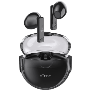 pTron Bassbuds Fute TWS Earbuds with Passive Noise Cancellation (IPX4 Water Resistant, Immersive High Definition Balanced Sound, Black)