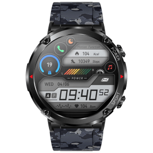 FIRE-BOLTT Sphere Smartwatch with Bluetooth Calling (40.6mm HD Display, IP68 Water Resistant, Camo Black Strap)