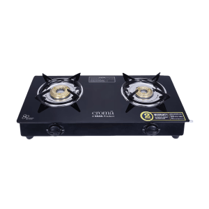 Croma Classic Toughened Glass Top 2 Burner Manual Gas Stove (ISI Certified, Black)