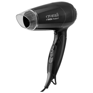 Croma Hair Dryer with 2 Heat Settings & Cool Shot (Built-in Thermostat & Thermal Fuse, Black)