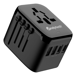 Candytech CT C11 4 Plugs 150 Countries Travel Adapter (Double Fuse, Black)