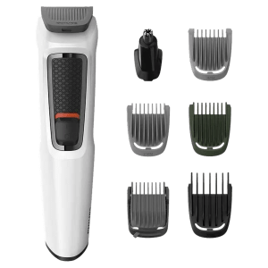 PHILIPS Multigroom Series 3000 7-in-1 Rechargeable Cordless Grooming Kit for Face, Hair and Body for Men (60mins Runtime, Rinseable Attachments, White)