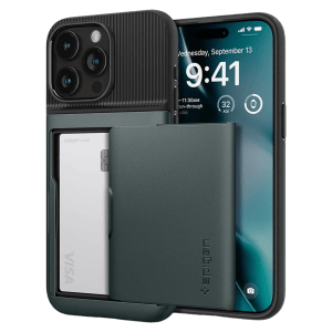 spigen Slim Armor CS Hard Polycarbonate Back Cover for Apple iPhone 15 Pro (Air Cushion Technology, Abyss Green)