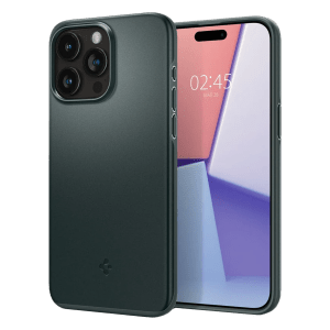 spigen Thin Fit PC and TPU Back Cover for iPhone 15 Pro Max (Air Cushion Technology, Abyss Green)