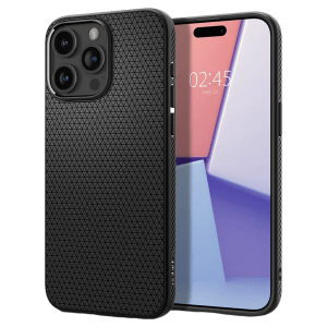 spigen Liquid Air Soft TPU Back Cover for iPhone 15 Pro Max (Air Cushion Technology, Matte Black)