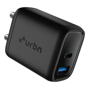 urbn UWA201BK 20W Type A and Type C 2-Port Fast Charger (Adapter Only, GaN Technology, Black)