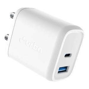 urbn UWA201WH1 20W Type A and Type C 2-Port Fast Charger (Adapter Only, GaN Technology, White)