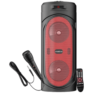 KRISONS Redstar 40W Bluetooth Party Speaker with Mic (Double 4 Woofer, 2.1 Channel, Black)