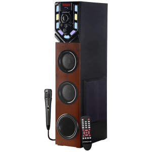 KRISONS Swag Tower 90W Multimedia Speaker (Bluetooth Connectivity, 2.1 Channel, Black and Brown)