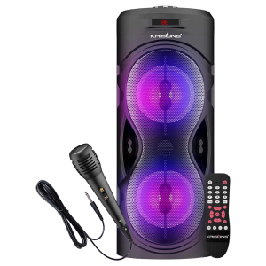 Krisons Cylender 40W Bluetooth Party Speaker with Mic (Flashing DJ Lights, 2.0 Channel, Black)