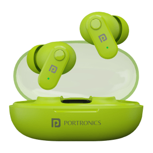 PORTRONICS Harmonics Twins S16 POR2230 TWS Earbuds (IPX5 Water & Sweat Resistant, Deep Bass Technology, Green)